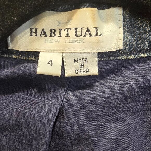 Habitual NY Denim Jacket Size 4 Pockets Lined 100% Cotton Blue - Picture 8 of 13